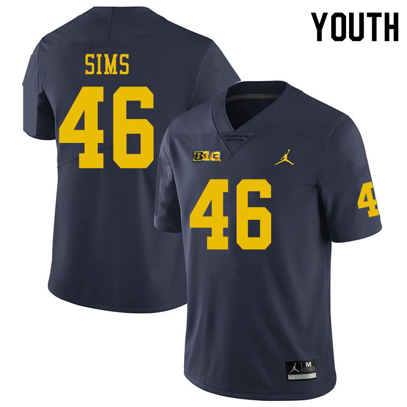 Youth #46 Myles Sims Michigan Wolverines College Football Jerseys Sale-Navy